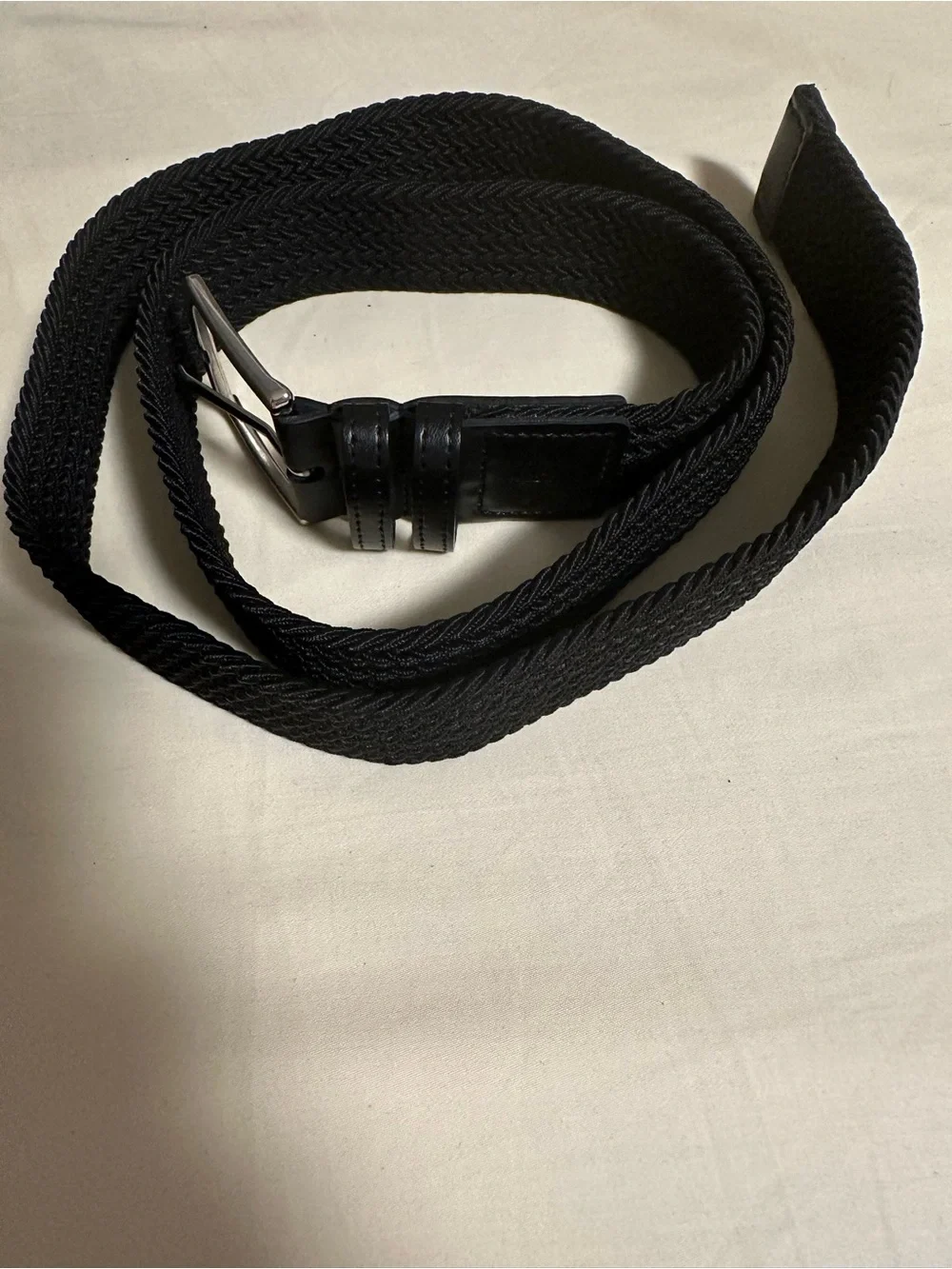 Dockers Black Braided Stretch Belt Silver Buckle Size L(38-40)